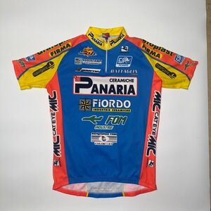 Giordana Panaria Ceramica Gaerne Fiordo Cycling Jersey Mens Blue Quarter Zip
